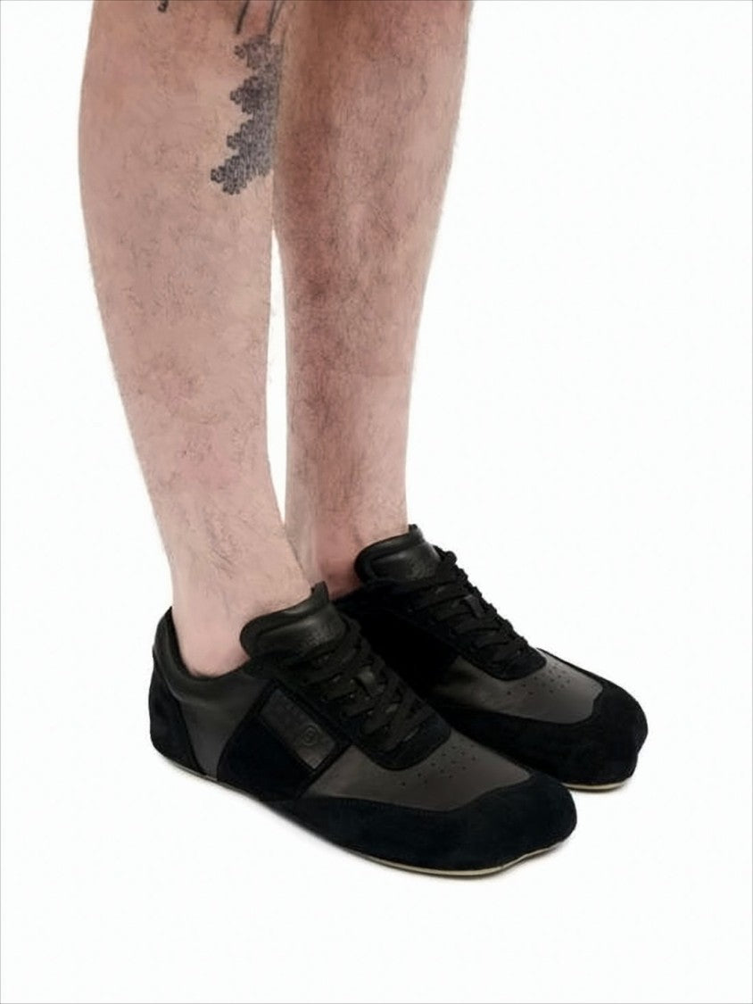 Mm6 By Maison Margiela Low-Profile Black Sneakers With Suede Panels