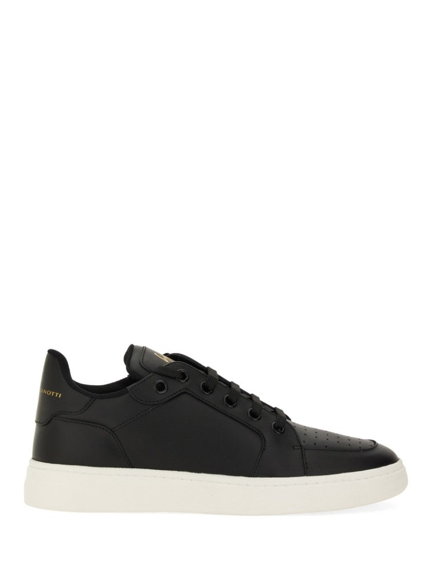 Giuseppe Zanotti Black Leather Sneakers With Embossed Logo