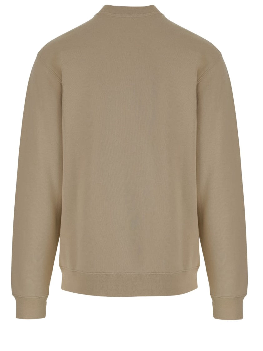 Jacquemus Dark Beige Cotton Sweatshirt With Ribbed Edges