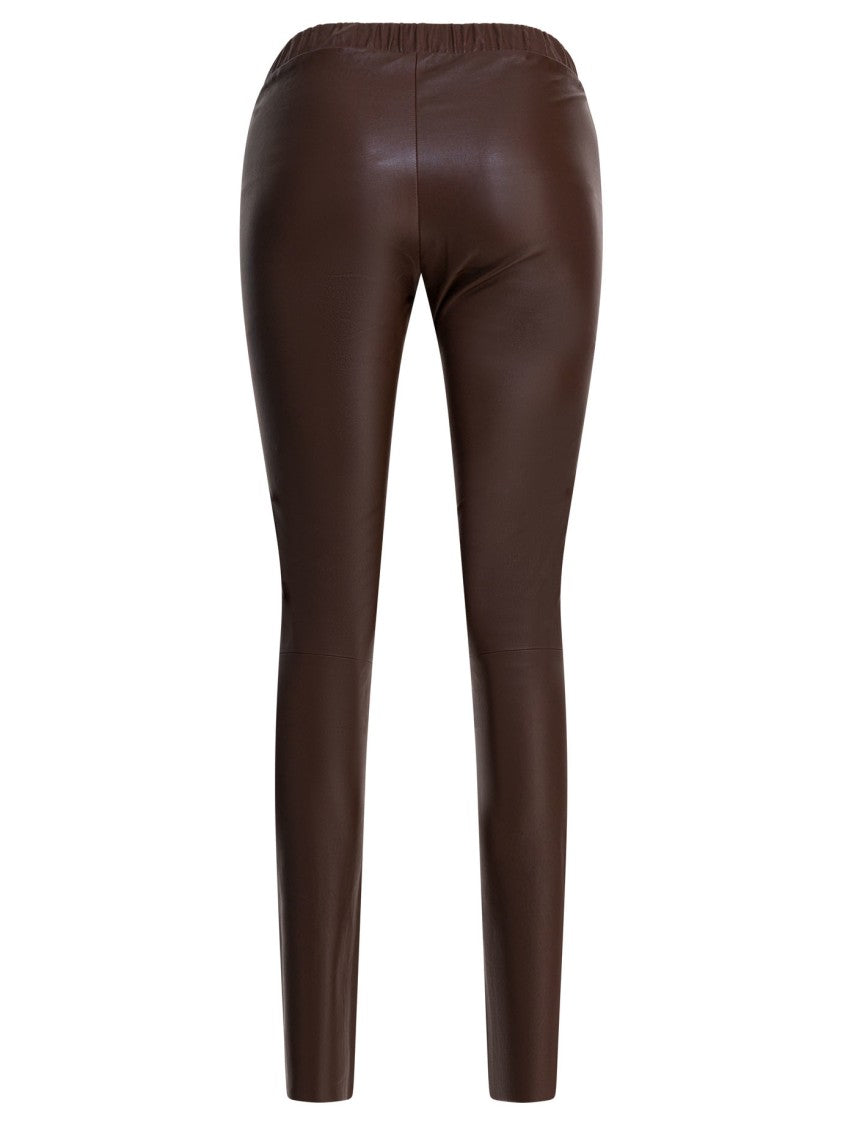 Max&Moi Tailored Brown Trousers With Glossy Finish