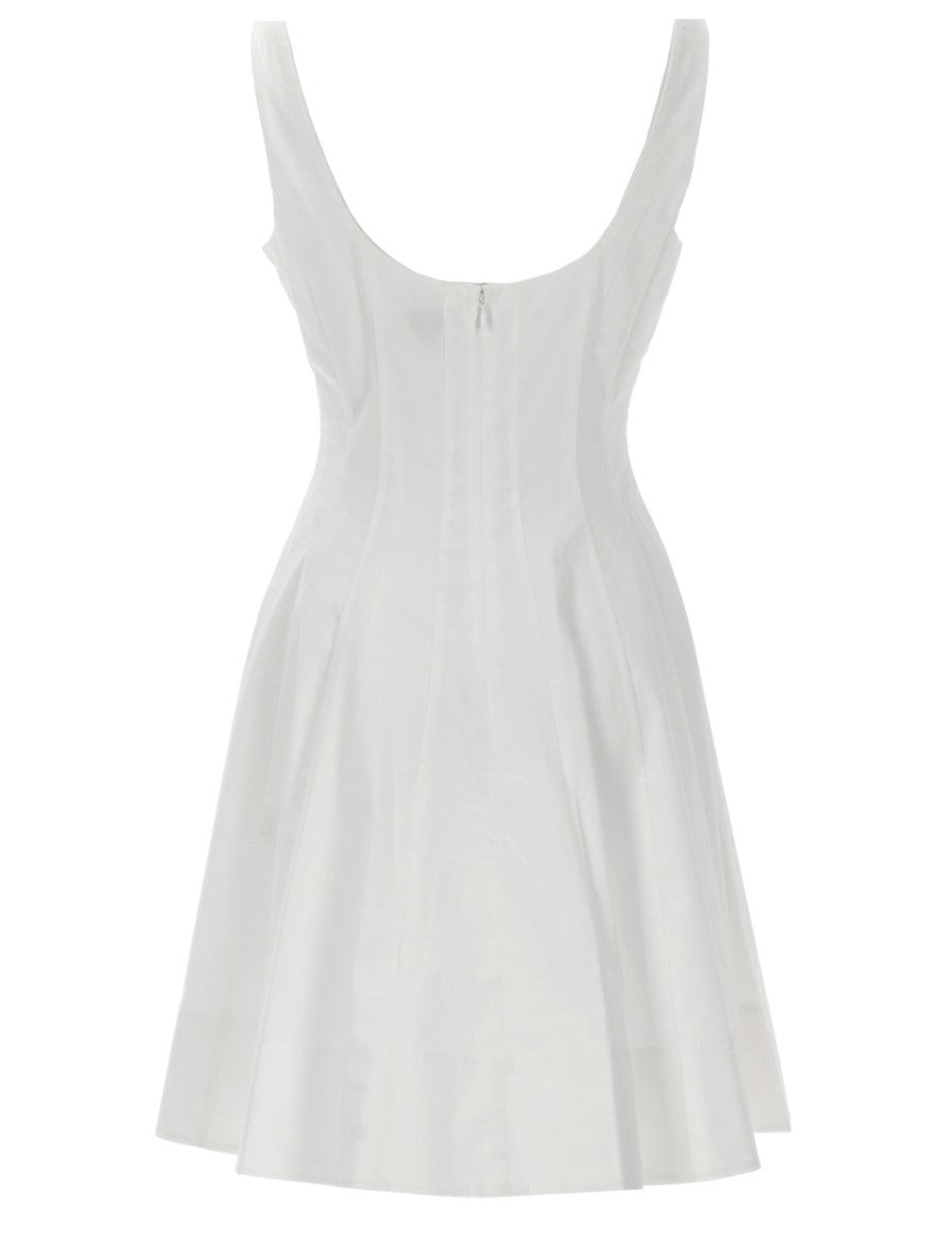 Staud Mini Abito Wells Cotton-Blend Pleated Dress