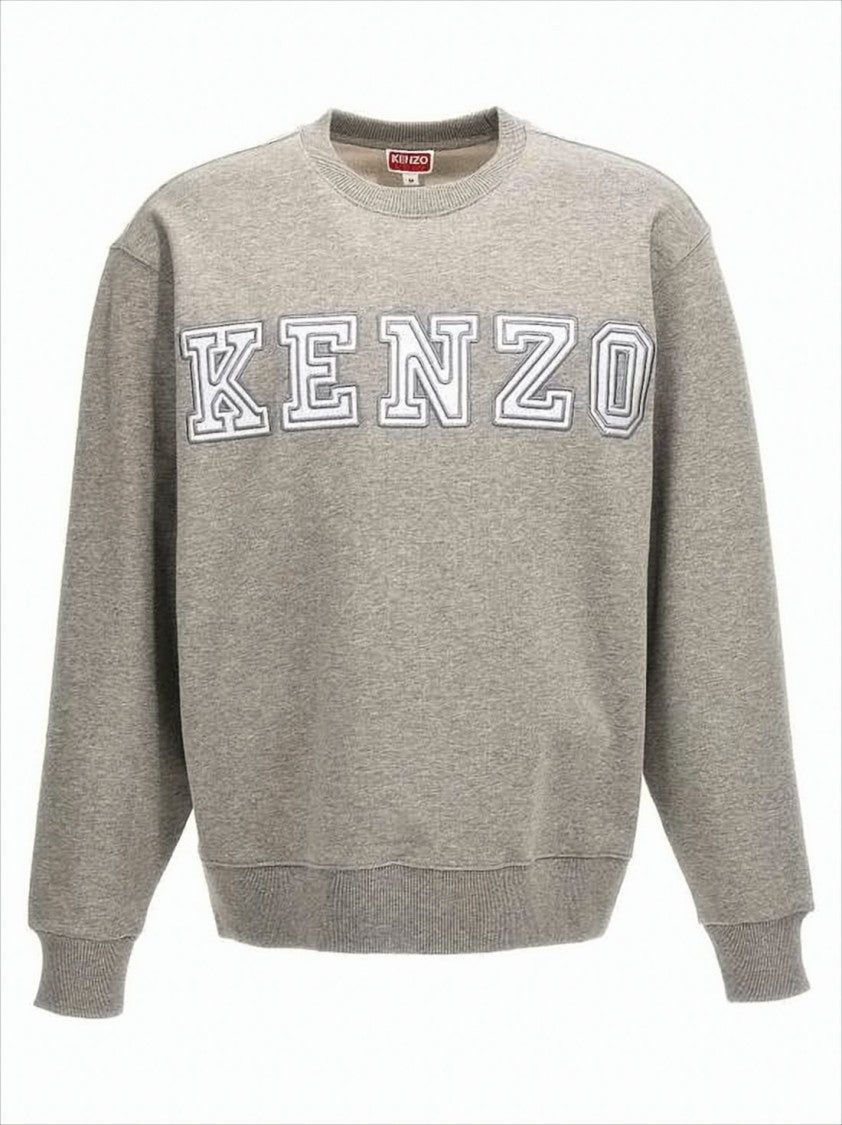 Kenzo Heather Grey Long-Sleeve Sweatshirt With Varsity Design