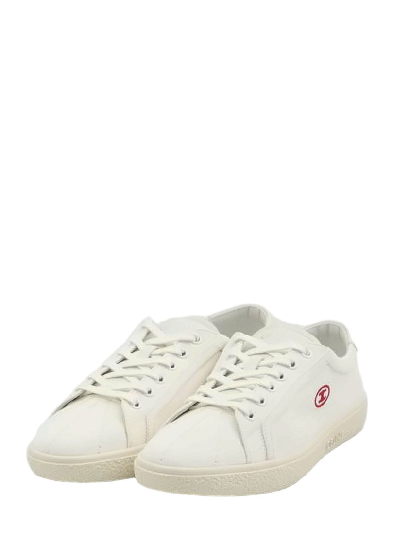 Celine Low-Top White Textile Sneakers With Leather Accents