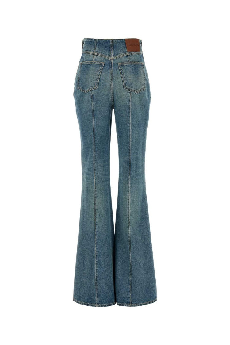 Alexander Mcqueen High-Waisted Flared Denim Jeans With Tie Detail