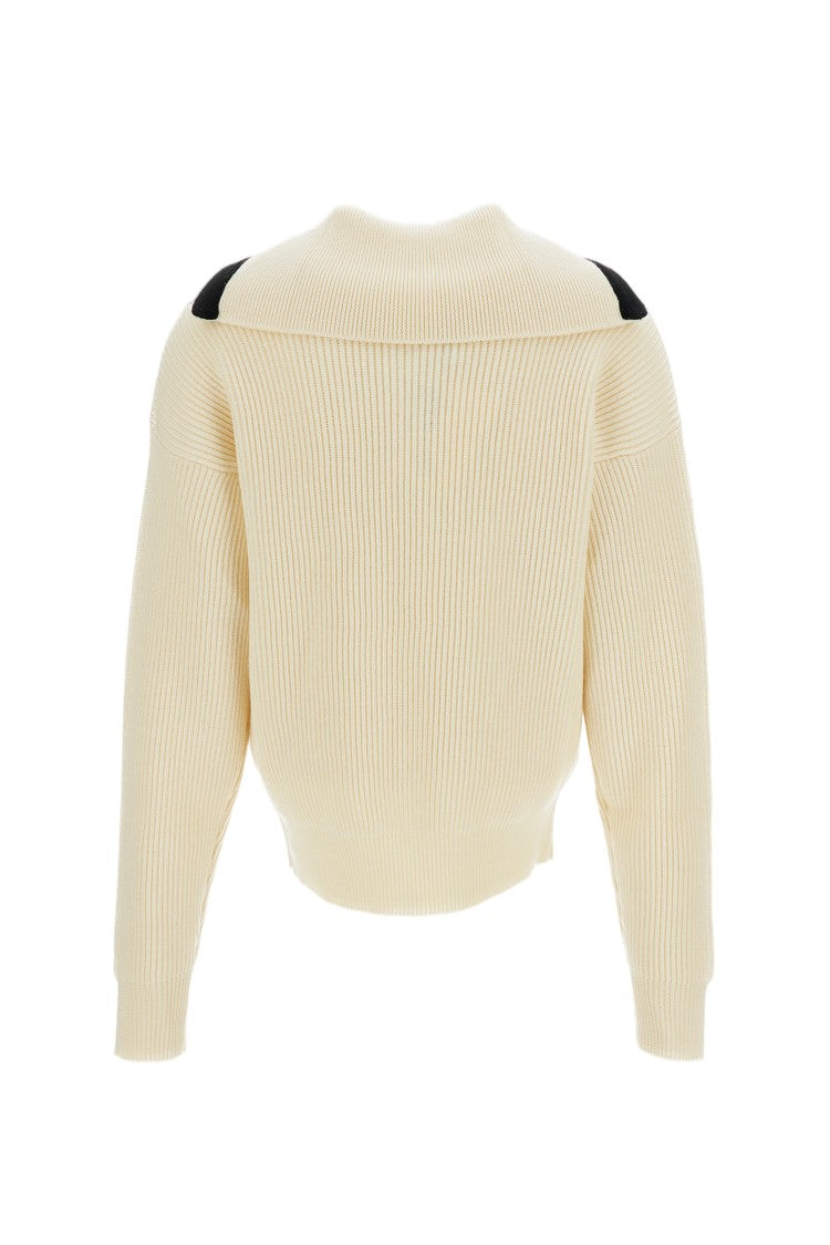 Barena Cream Merino Wool Half-Zip Sweater