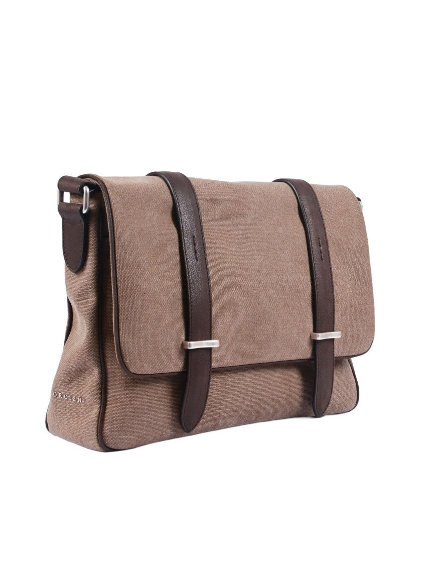 Claudio Orciani Textured Fabric Structured Crossbody Bag