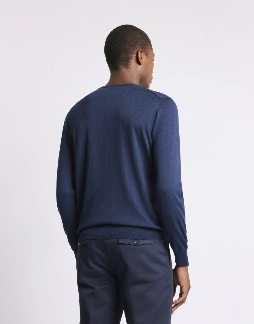 Fay Crew Neck Knit Sweater With Ribbed Cuffs