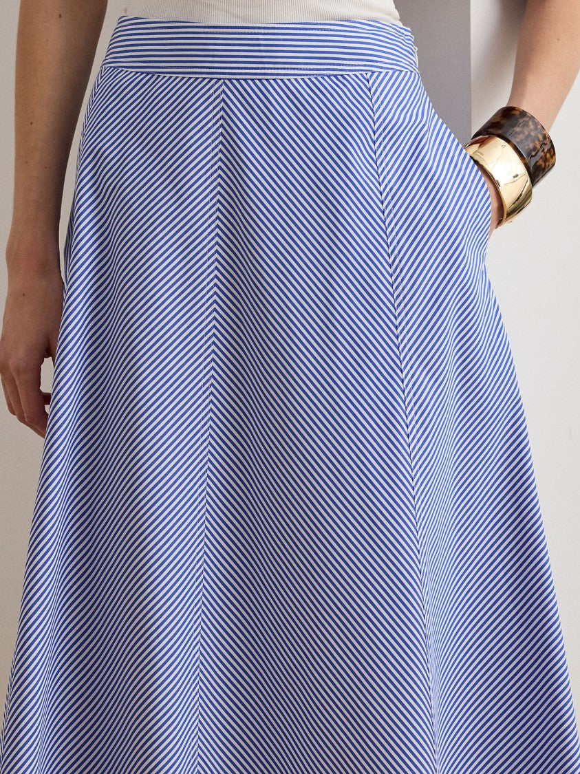 Lauren Ralph Lauren A-Line Skirt With Diagonal Chevron Stripes And Concealed Zip