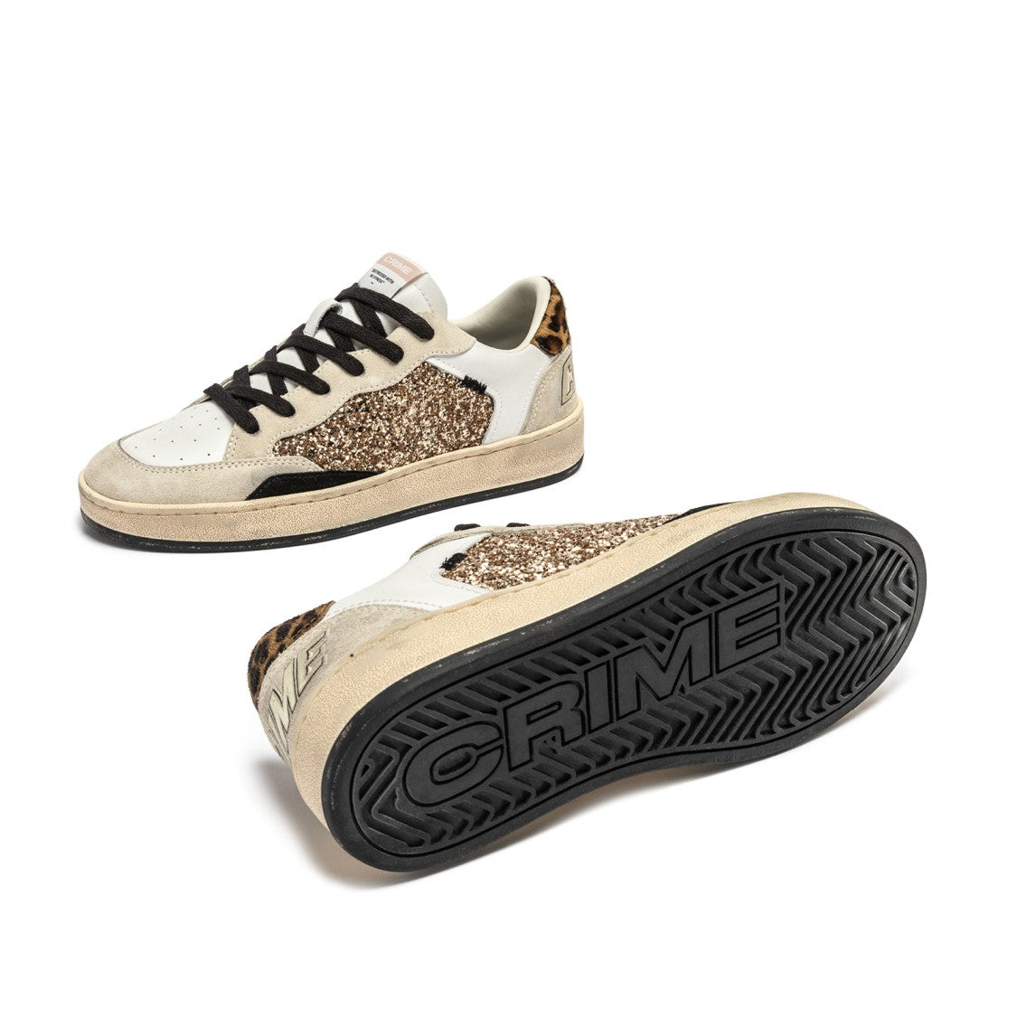 Crime London Leopard-Print And Glitter Accented Sneakers