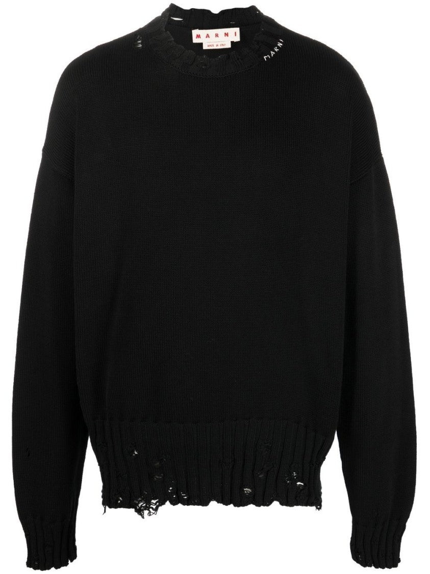 Marni Relaxed Fit Black Cotton Sweater