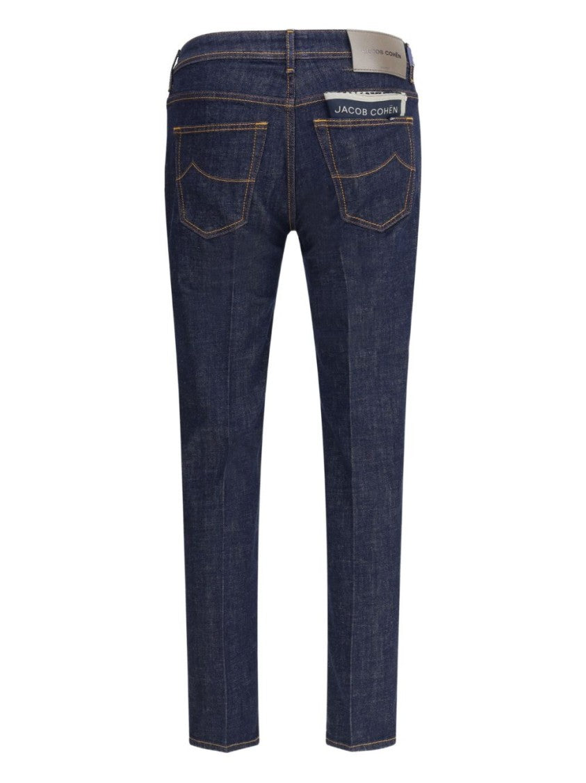 Jacob Cohen Tailored Dark Denim Trousers With Classic Five-Pocket Design