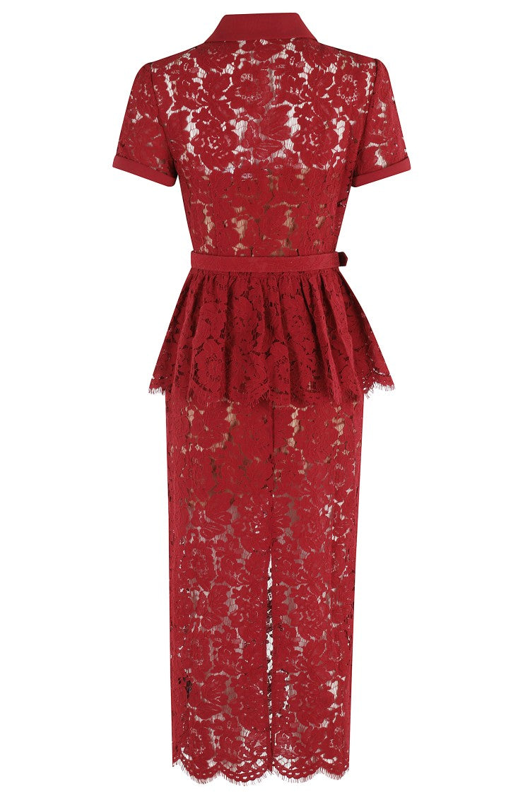 Self-Portrait Lace Peplum Midi Dress