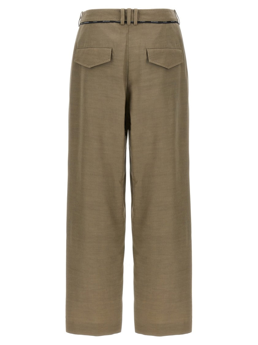 Balmain Palazzo-Style Cupro Trousers With Pleats