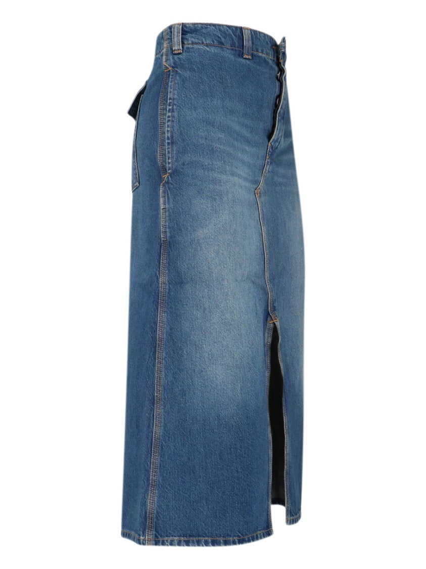 Victoria Beckham Denim Midi Skirt – Blue