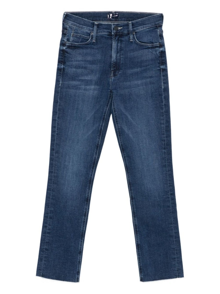 Mother Mid-Rise Cropped Jeans With Raw Hem