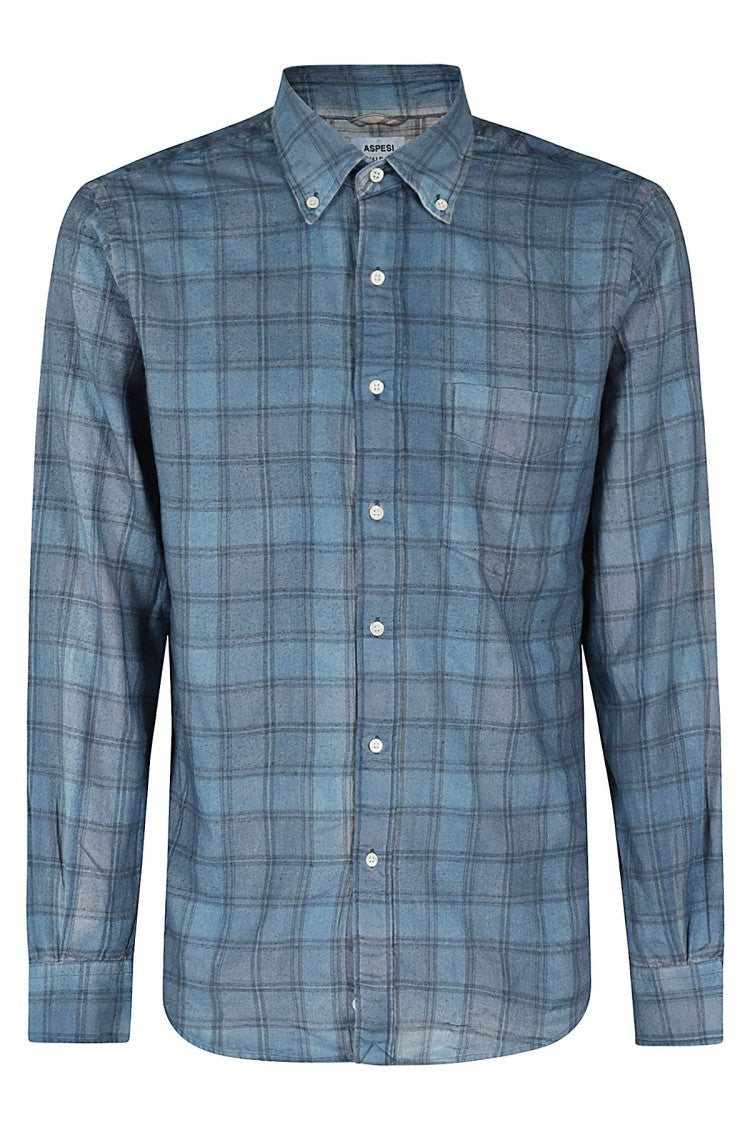 Aspesi Plaid Patterned Button-Down Shirt With Chest Pocket