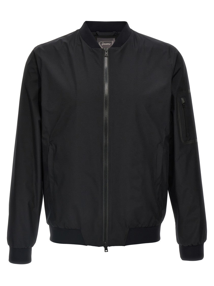 Herno Technical Black Bomber Jacket With Gore-Tex Infinium