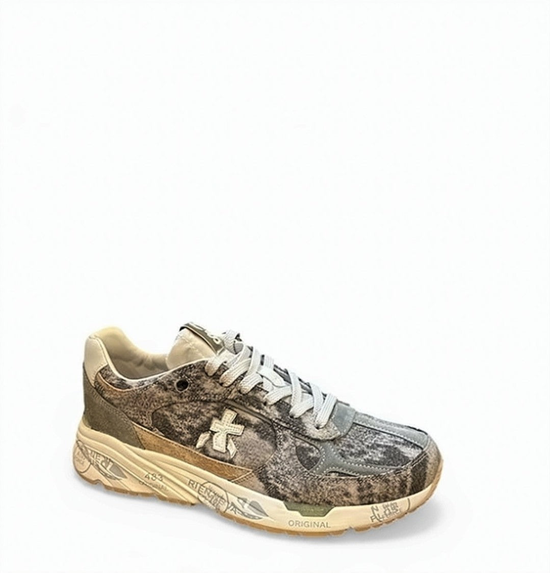 Premiata Mased Military Print Lace Sneakers