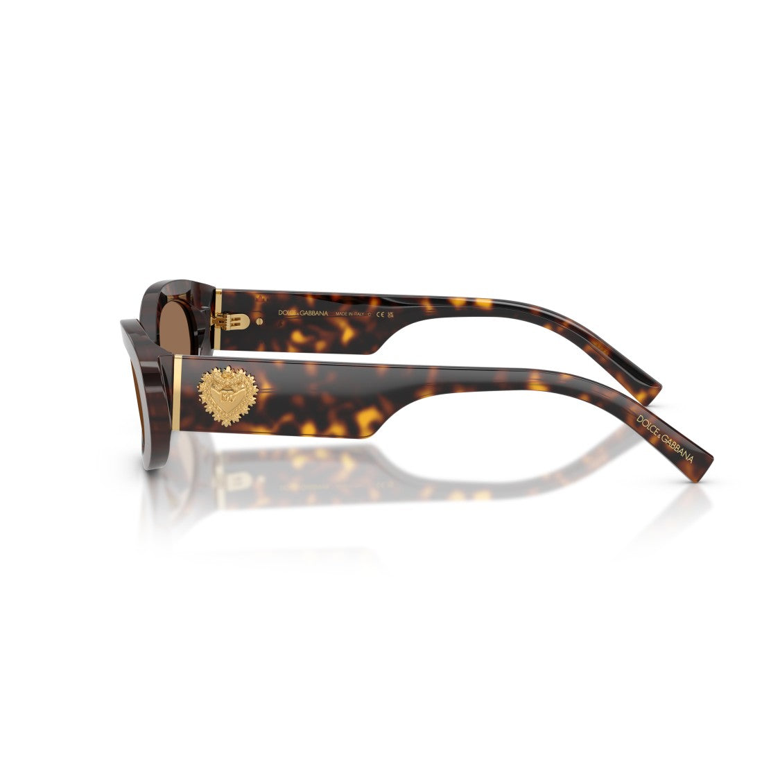 Dolce & Gabbana 0Dg4537 Tortoiseshell Oval Sunglasses With Gold Heart Emblem