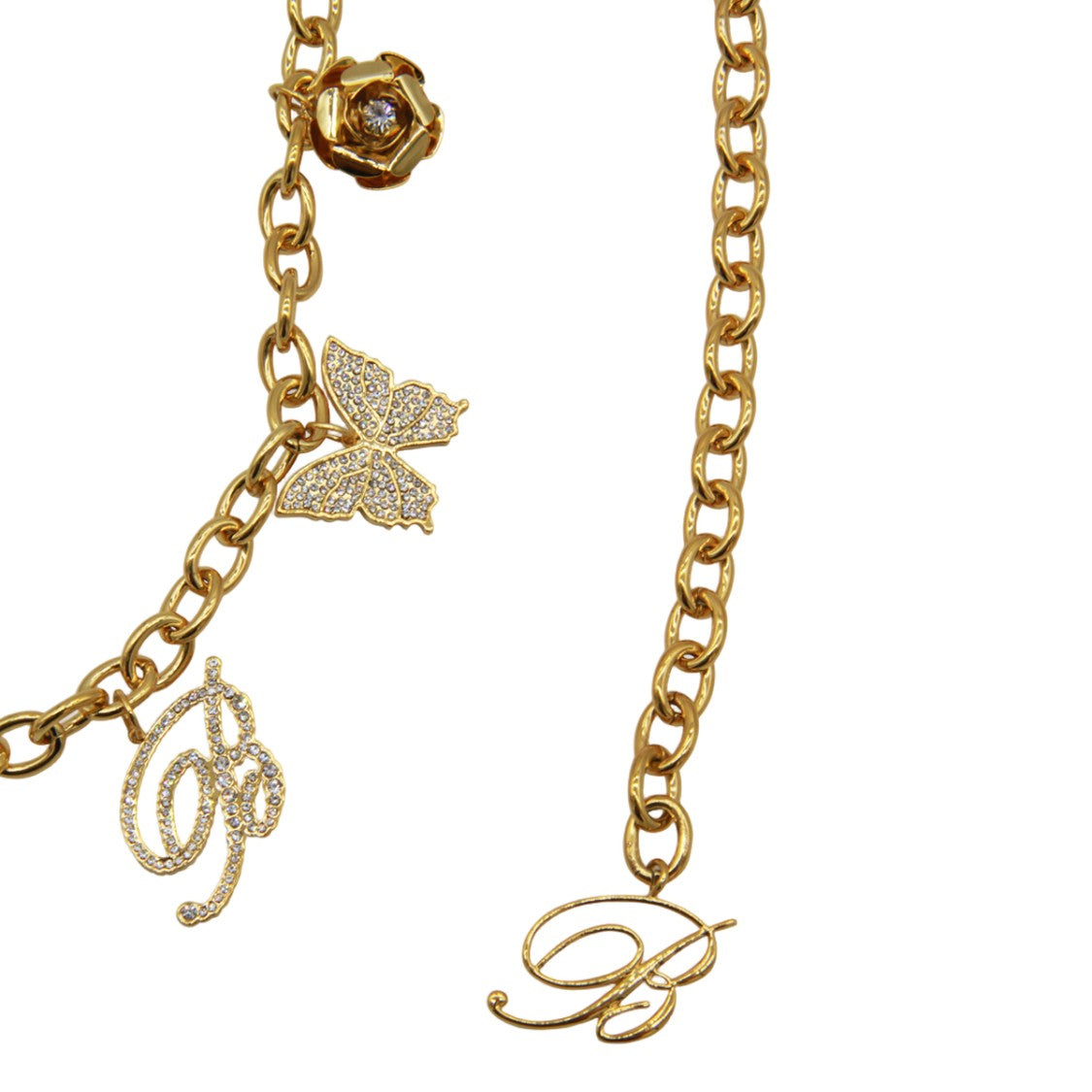 Blumarine Gold-Tone Chain Belt With Charms And Embellishments