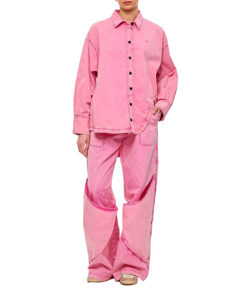 The Attico Baggy Long Trousers With Curved Panel Detailing And Logo Embroidery