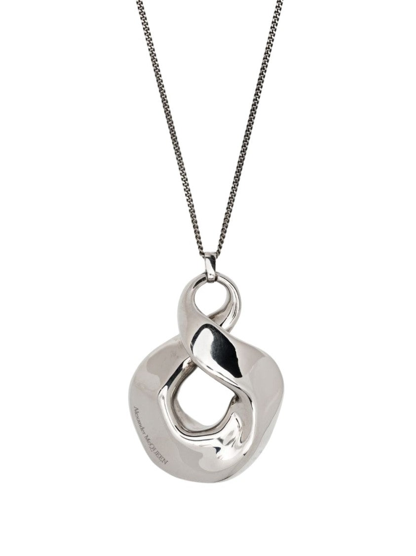 Alexander Mcqueen Silver Oversized Pendant Necklace