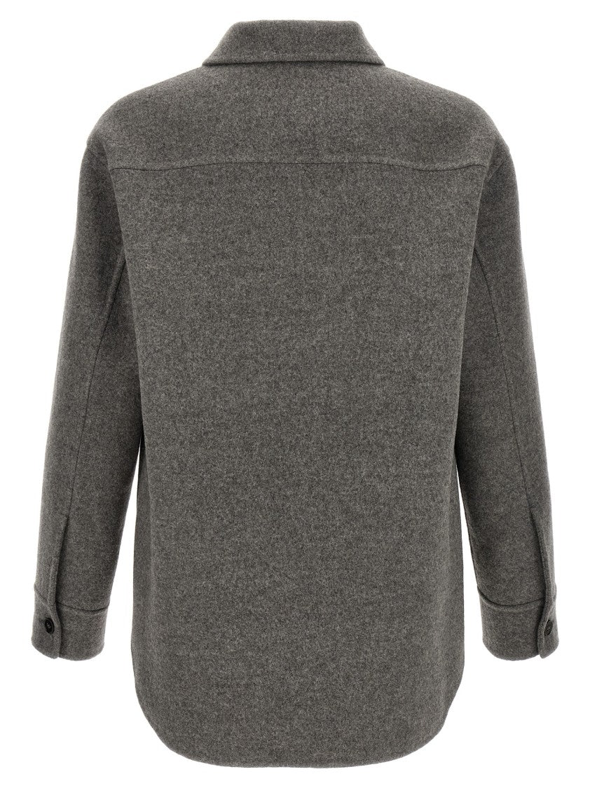 Jil Sander Boxy Fit Grey Wool Overshirt