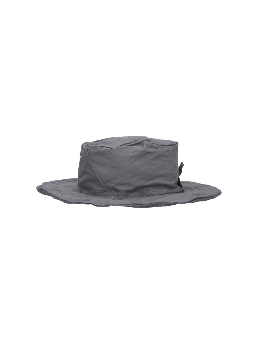Scha Grey Wide-Brimmed Floral Appliqué Cotton Hat