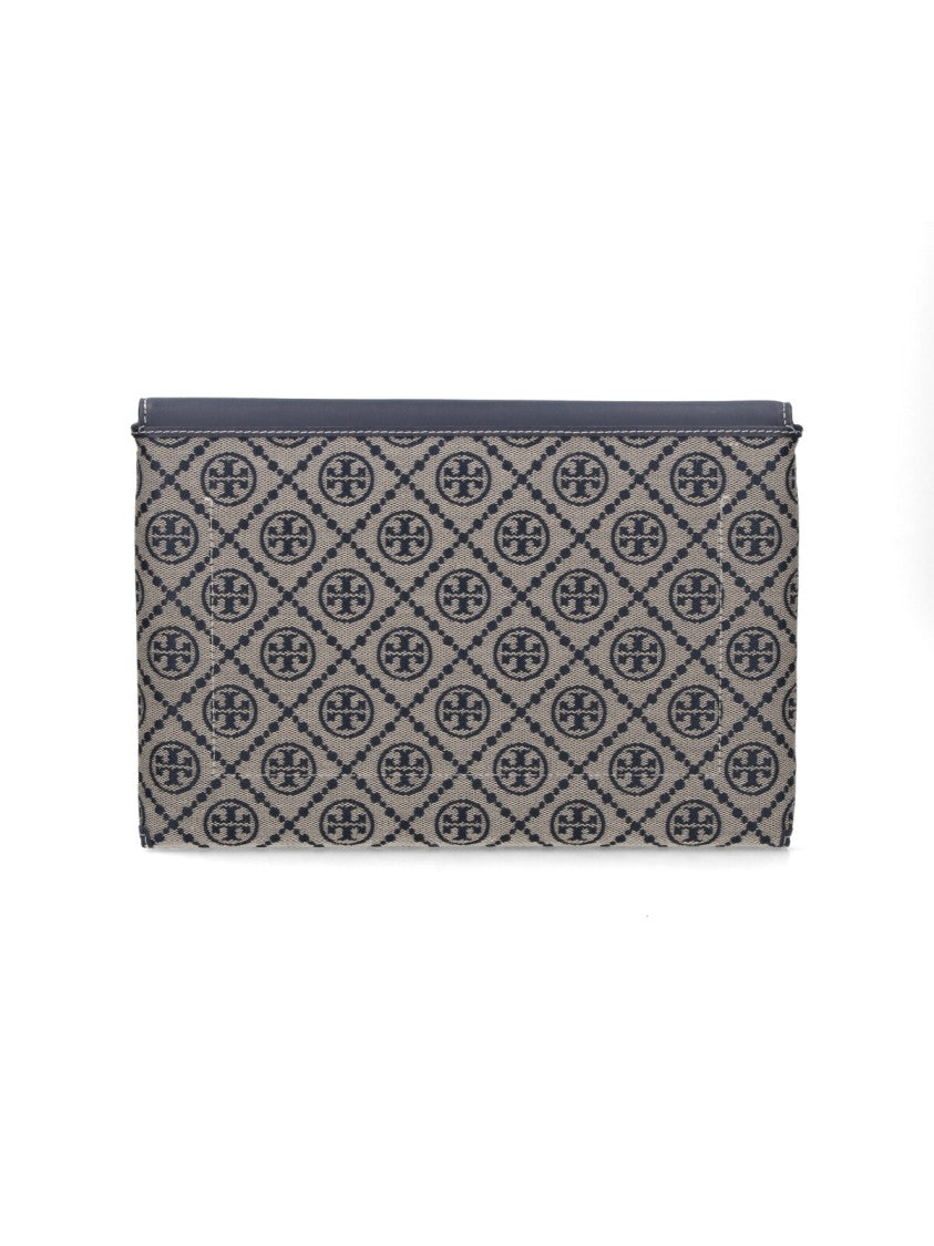 Tory Burch "T-Monogram" Chain Pouch Beige