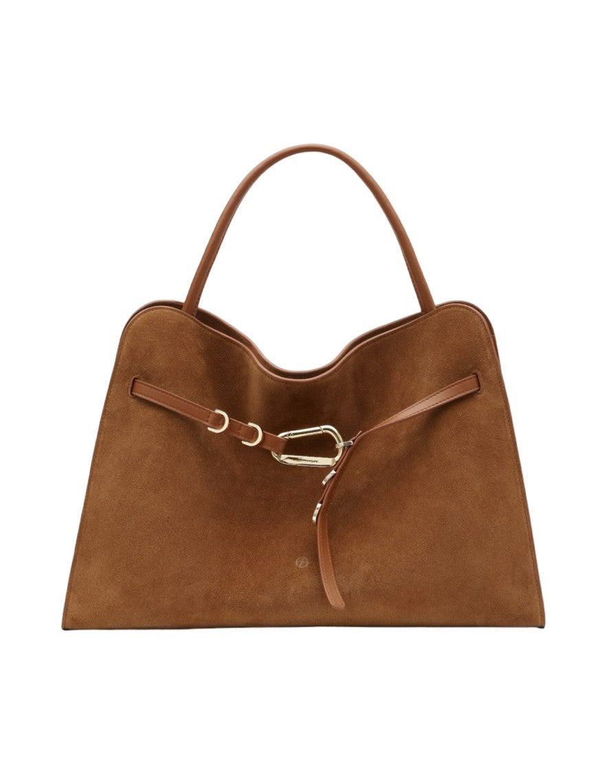 Biasia Medium Suede Handbag With Gold-Tone Clasp
