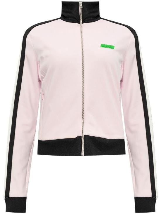 Ganni High Collar Zip Jacket With Contrasting Side Stripes