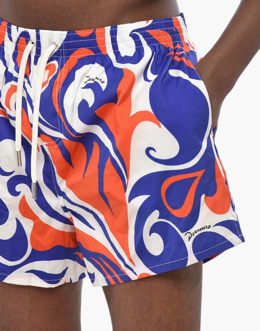 Dsquared2 Multicolor Logo Boxer Polyester-Blend Swim Shorts