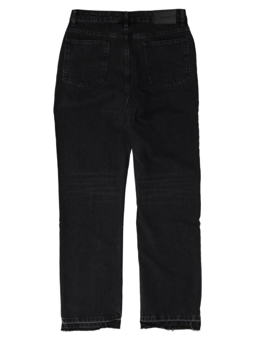 Represent Straight-Leg Distressed Frayed Black Jeans