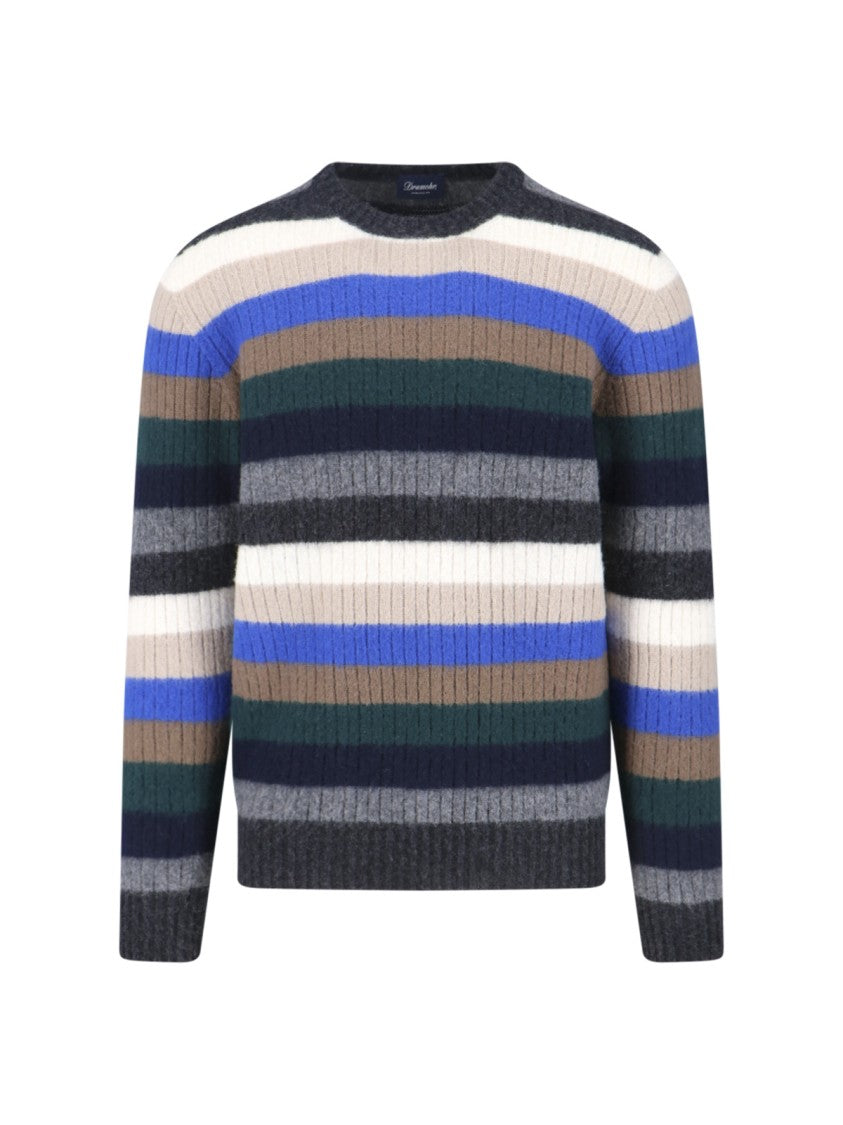 Drumohr Multicolour Textured Knit Sweater With Ribbed Detailing
