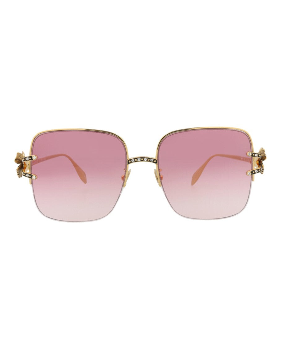 Alexander Mcqueen Square-Frame Metal Sunglasses