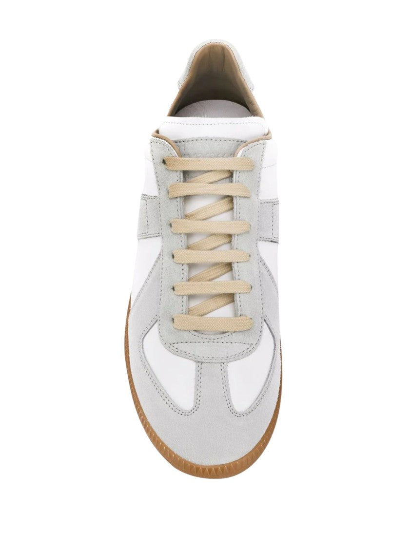 Maison Margiela White Low-Profile Leather Suede Sneakers