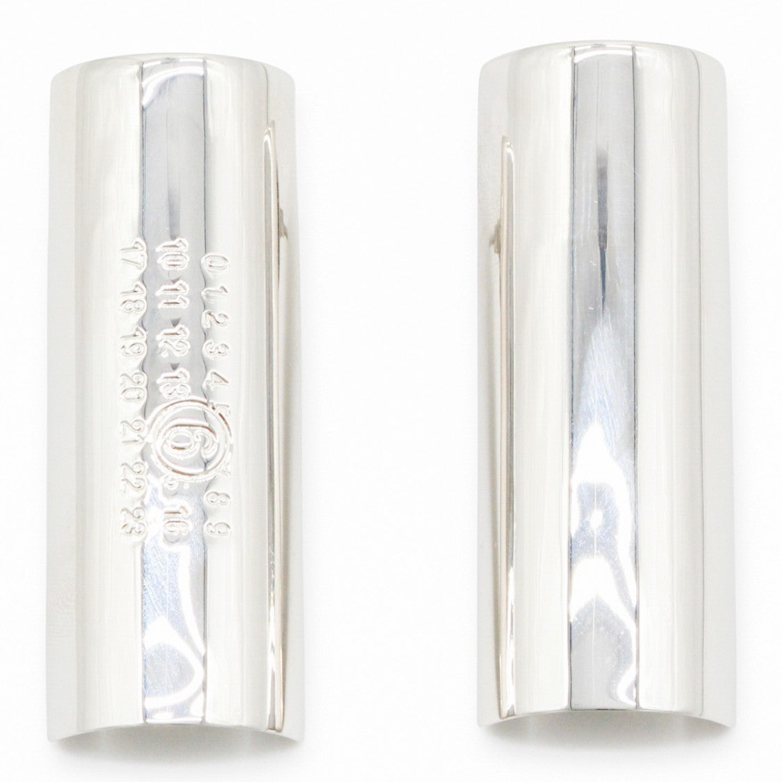 Mm6 By Maison Margiela Curved Silver-Tone Earrings With Embossed Details