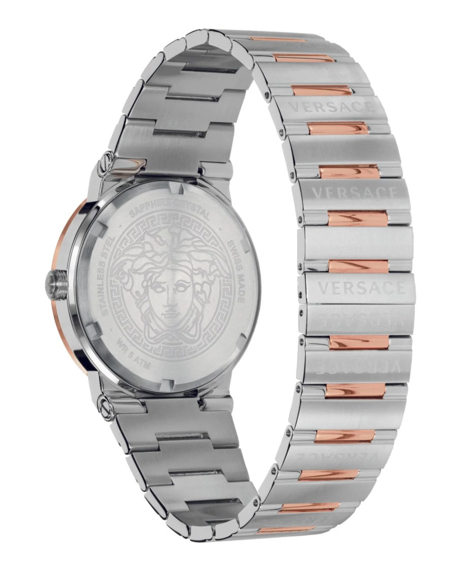 Versace Silver Greca Logo Stainless Steel Wristwatch