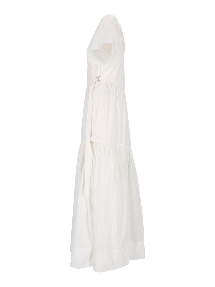 P.A.R.O.S.H. Wrap Style Tiered Belted Midi Dress