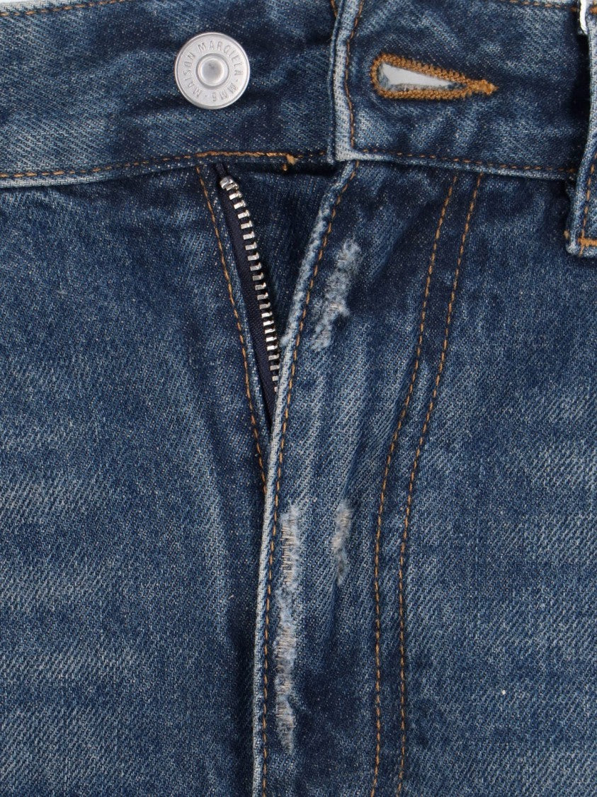 Mm6 By Maison Margiela Distressed Wide-Leg Denim Pants With Jacron Label
