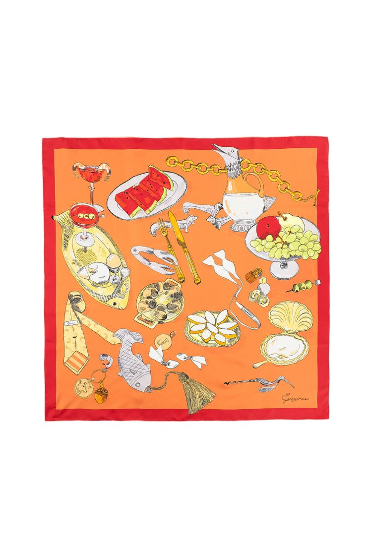 Jacquemus Multicolor Cocktail Print Silk Square Scarf
