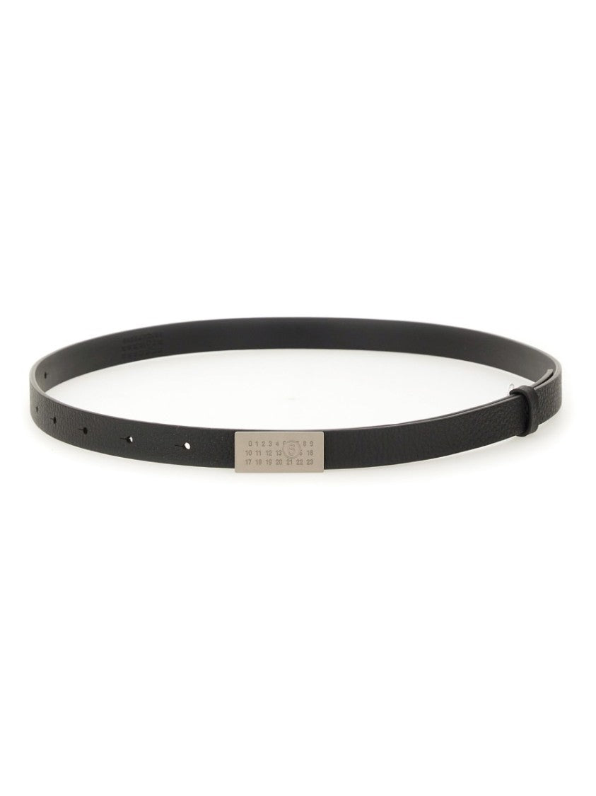 Mm6 By Maison Margiela Minimalist Leather Belt With Metallic Buckle