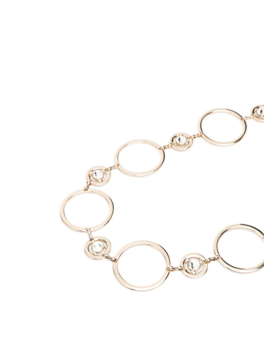 Twin-Set Linked Golden Brass Belt With Clear Stone Accents