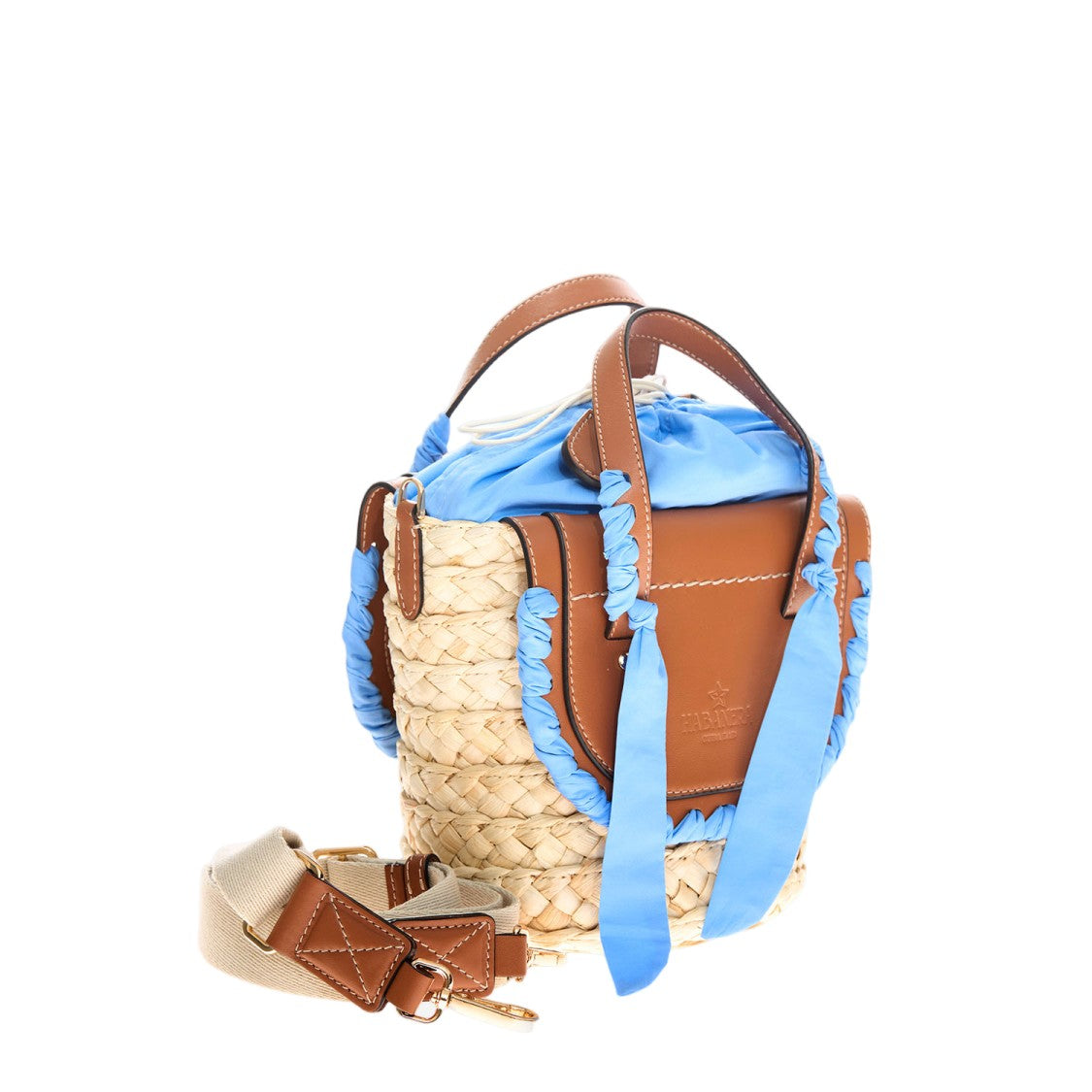 Cuba Lab Habanera Leather And Rafia Bag