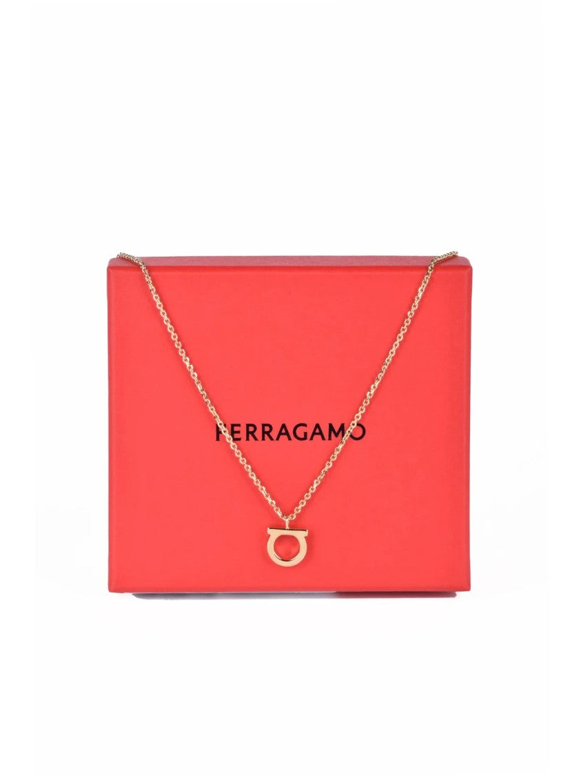 Ferragamo Delicate Gold-Plated Necklace With Polished Rounded Pendant