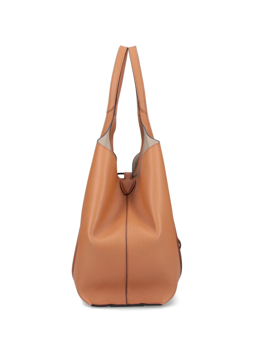 Tod's Spacious Hammered Calf Leather Tote Bag