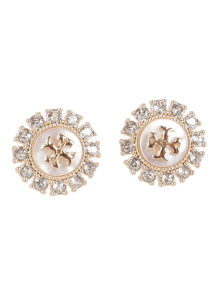 Tory Burch Circular Mother Of Pearl Inlay Earrings