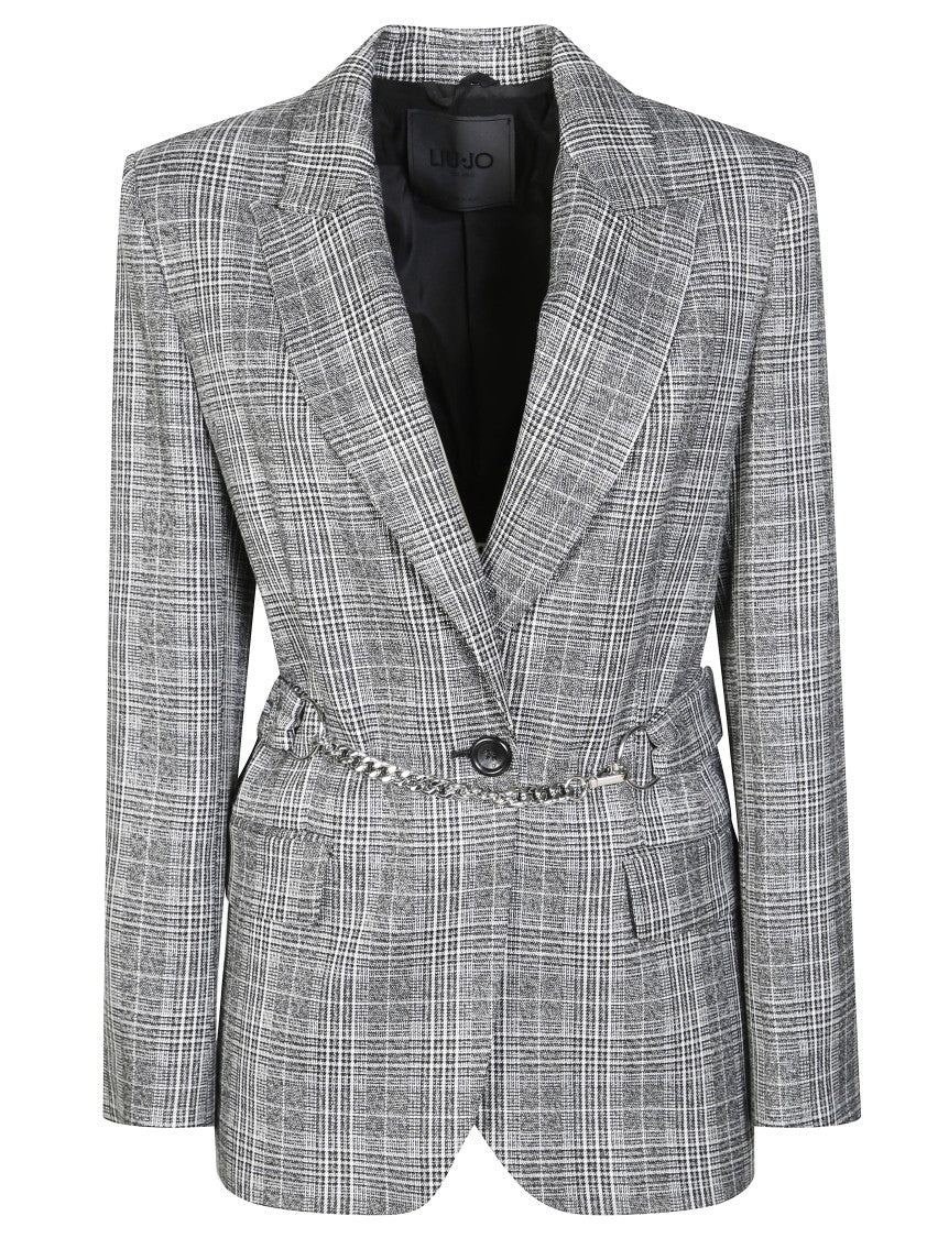 Liu Jo Single-Breasted Checkered Blazer