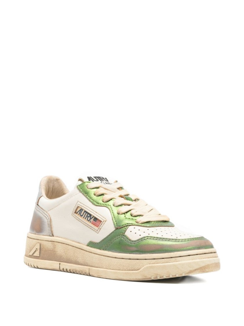 Autry White Perforated Silver Heel Sneakers
