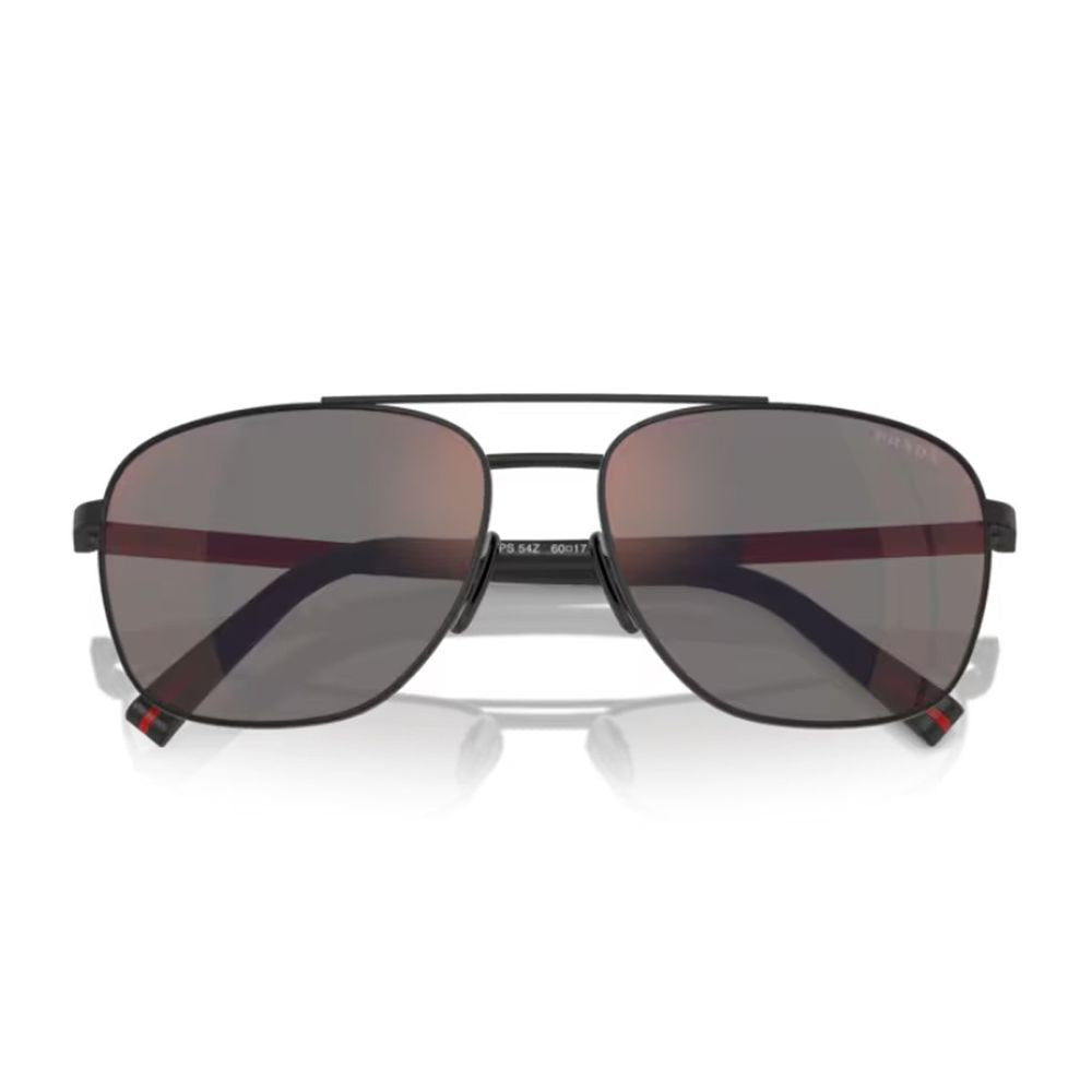 Prada Linea Rossa Ps 54Zs Pilot-Shape Black Rubberized Sunglasses